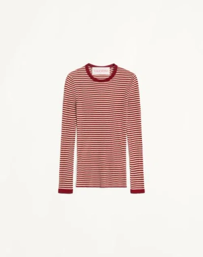 Valentino Striped T-shirt In Red/ecru'