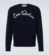 Valentino Logo-embroidered Wool Sweater In Indaco