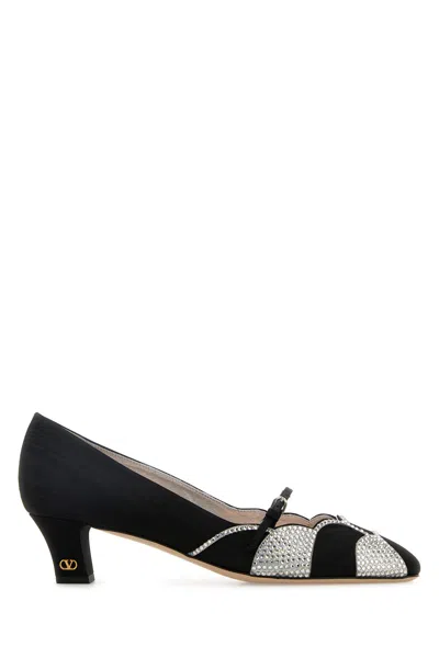 VALENTINO GARAVANI VALENTINO GARAVANI BLACK FABRIC BOWOW PUMPS