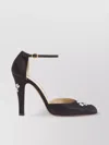 Valentino Floral Embroidered Round Toe Ankle Strap Pumps In Black