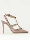 Valentino Garavani Antiqued Pink Leather Rockstud Pumps In Puder