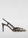 Valentino Toile Iconographe Slingback With Metal Vlogo Signature Detail In Natural