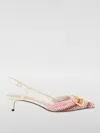 Valentino Multicolor Crochet Vlogo Pumps In Pink