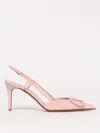 Valentino Vlogo Signature Slingback In Leather With Rhinestones In Pink