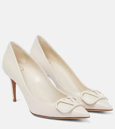 Valentino Garavani Pumps Vlogo Signature 80 Aus Leder In Beige