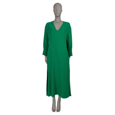Pre-owned Valentino Pure Green Silk 2022 Cady Kaftan Maxi Dress S