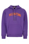 Valentino Logo-print Cotton Hoodie In Purple