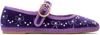 Valentino Endouce Bow Velvet Mary Jane Ballerina Flats In Purple