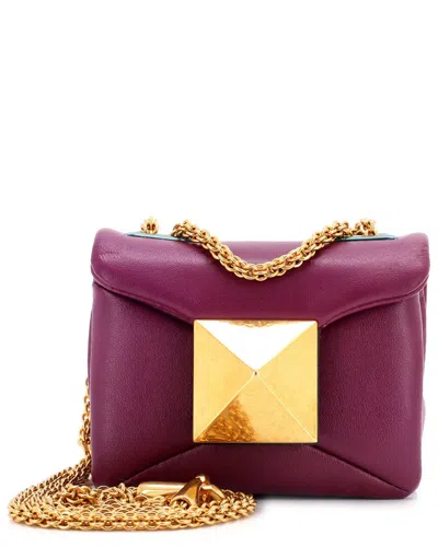 Valentino Garavani Valentino Purple Sheep Leather One Stud Chain Flap Bag Micro (authentic Pre-  Loved)