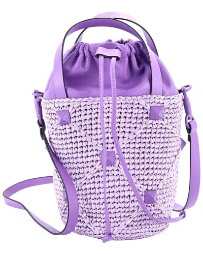 Valentino Garavani Valentino Purple Sheep Leather Roman Stud Bucket Bag (authentic Pre-loved)