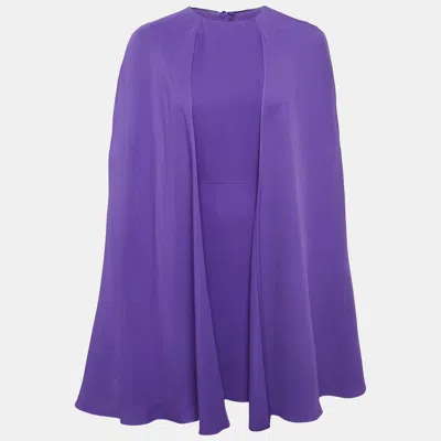 Pre-owned Valentino Purple Silk Cape Mini Dress S