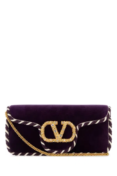 VALENTINO GARAVANI PURPLE VELVET LOCÃ² CLUTCH