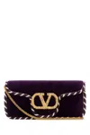 Valentino Purple Velvet Loca Clutch In Purple