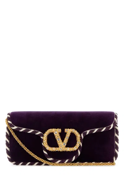 Valentino Garavani Purple Velvet Loca Clutch