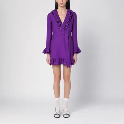 VALENTINO PURPLE WOOL AND SILK MINI DRESS