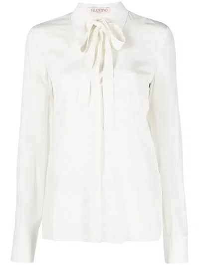 Valentino Pussy-bow Blouse In Neutrals