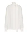Valentino Pussy-bow Collar Silk Shirt In White