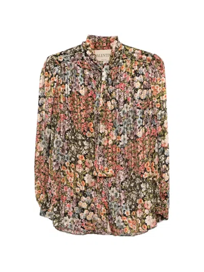 Valentino Pussy-bow Floral-print Shirt In Multi