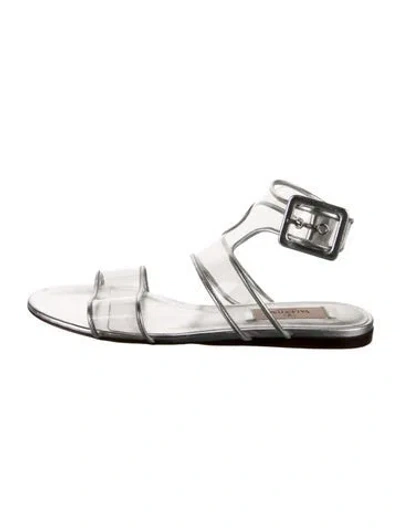 Pre-owned Valentino Garavani Pvc Gladiator Sandals In Silver
