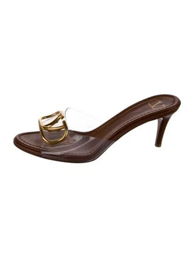 Pre-owned Valentino Garavani Pvc Mules In Brown