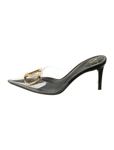 Pre-owned Valentino Garavani Pvc Mules In Silver