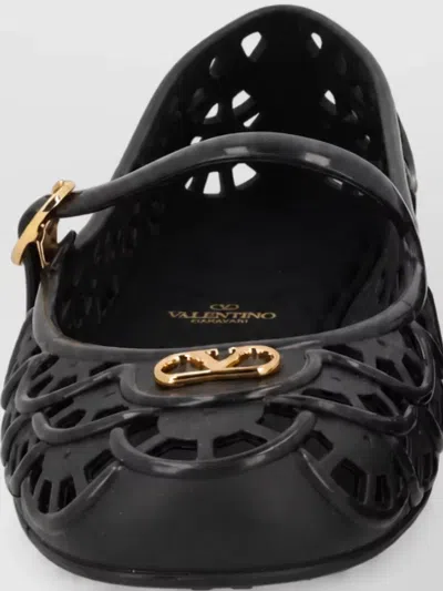 Valentino Garavani Pvc Scalloped Mules In Black