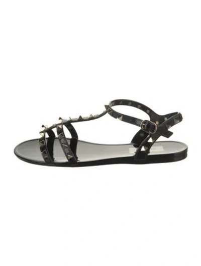 Pre-owned Valentino Garavani Pvc Studded Accents Gladiator Sandals W/ Tags In Black