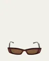 Valentino Quattro Acetate & Titanium Cat-eye Sunglasses In Bordeaux Yellow Gold