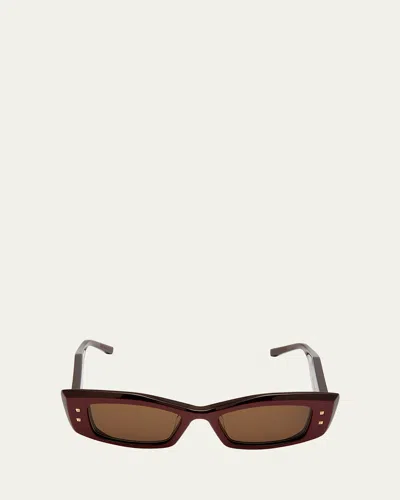 Valentino Quattro Acetate & Titanium Cat-eye Sunglasses In Brown