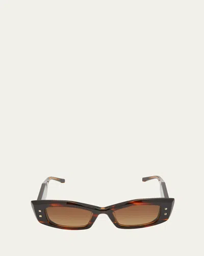 Valentino Quattro Acetate & Titanium Cat-eye Sunglasses In Brown