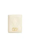 Valentino Quilted 67 Leather Wallet In Neutral