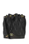Valentino Quilted Black Leather Drawstring Bag In Black