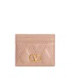 Valentino Garavani Garavani Quiltie 67 Cardholder In Quilted Nappa Woman Rose Cannelle Uni In Nude
