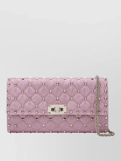 Valentino Garavani Quilted Cardholder Flap Chain Strap Studs In Pink