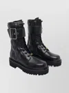 Valentino Quilted Combat Booties Buckle Detail In Black