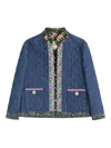 Valentino Womens Blu Medio Chambray Floral-print Denim Jacket In Blue