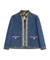 Valentino Womens Blu Medio Chambray Floral-print Denim Jacket In Blue