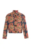 Valentino Quilted Floral Cotton-blend Jacquard Caban Jacket In Multi
