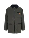 Valentino Garavani Olive Quilted Jacket With Vlogo Patch In Green