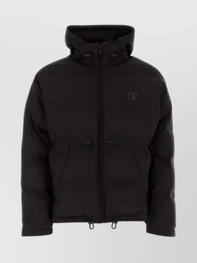 Valentino Quilted Jacket With Adjustable Hem And Hood In Black