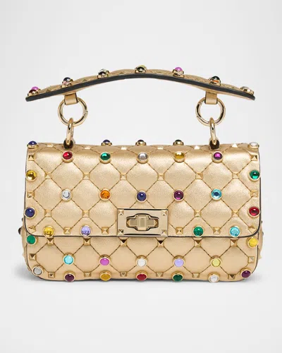 VALENTINO GARAVANI QUILTED LAMINATED LEATHER ROCKSTUD SHOULDER BAG