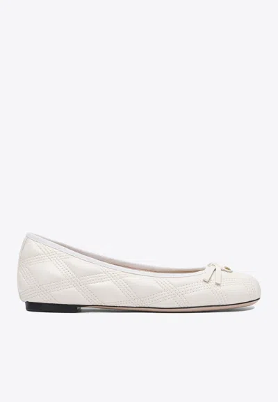 VALENTINO GARAVANI QUILTED LEATHER BOW BALLET FLATS