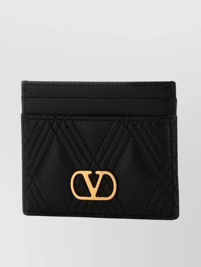 Valentino Garavani Portacarte Quiltie 67 In Nappa Nera Donna In Black