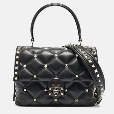 Valentino Garavani Quilted Leather Medium Candystud Top Handle Bag In Neutral
