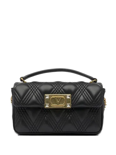 Valentino Garavani Valentino Rockstud Leather Shoulder Bag In Black