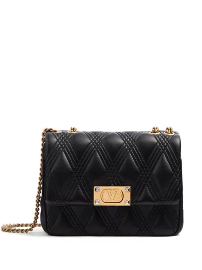 Valentino Garavani Medium Quiltie 67 Quilted Leather Shoulder Bag In Black