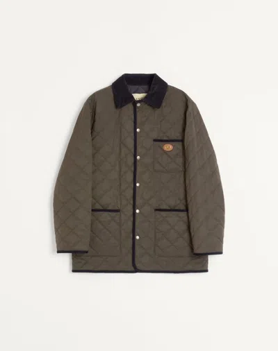 Valentino Quilted Nylon Shirt Jacket With Vlogo Patch In Green
