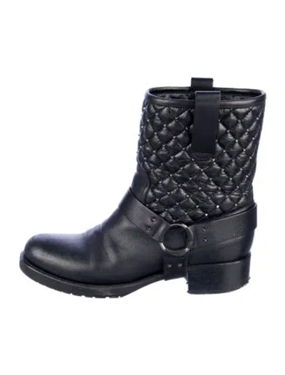 Pre-owned Valentino Garavani Quilted Pattern Leather Moto Boots In Multi