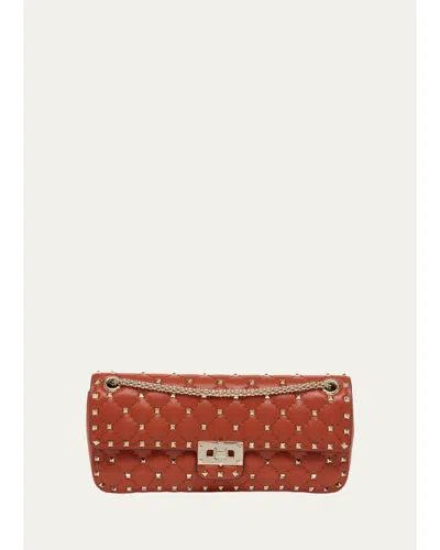 Valentino Garavani Quilted Rockstud Leather Shoulder Bag In Red
