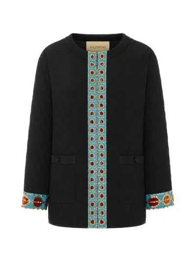 Valentino Quilted Sequin-embellished Jacket In Black